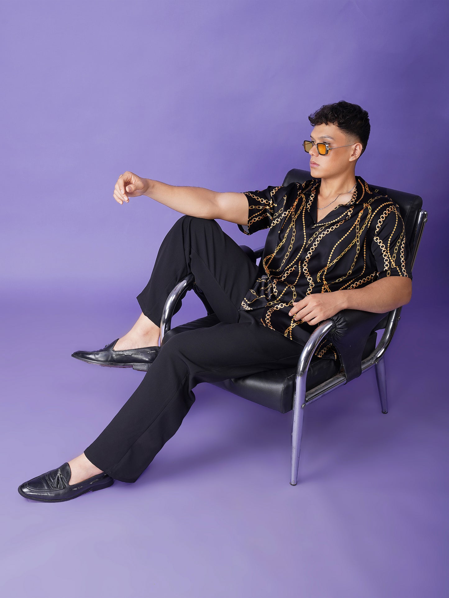 CHAIN LUXE – Premium Soft Satin Party Shirt