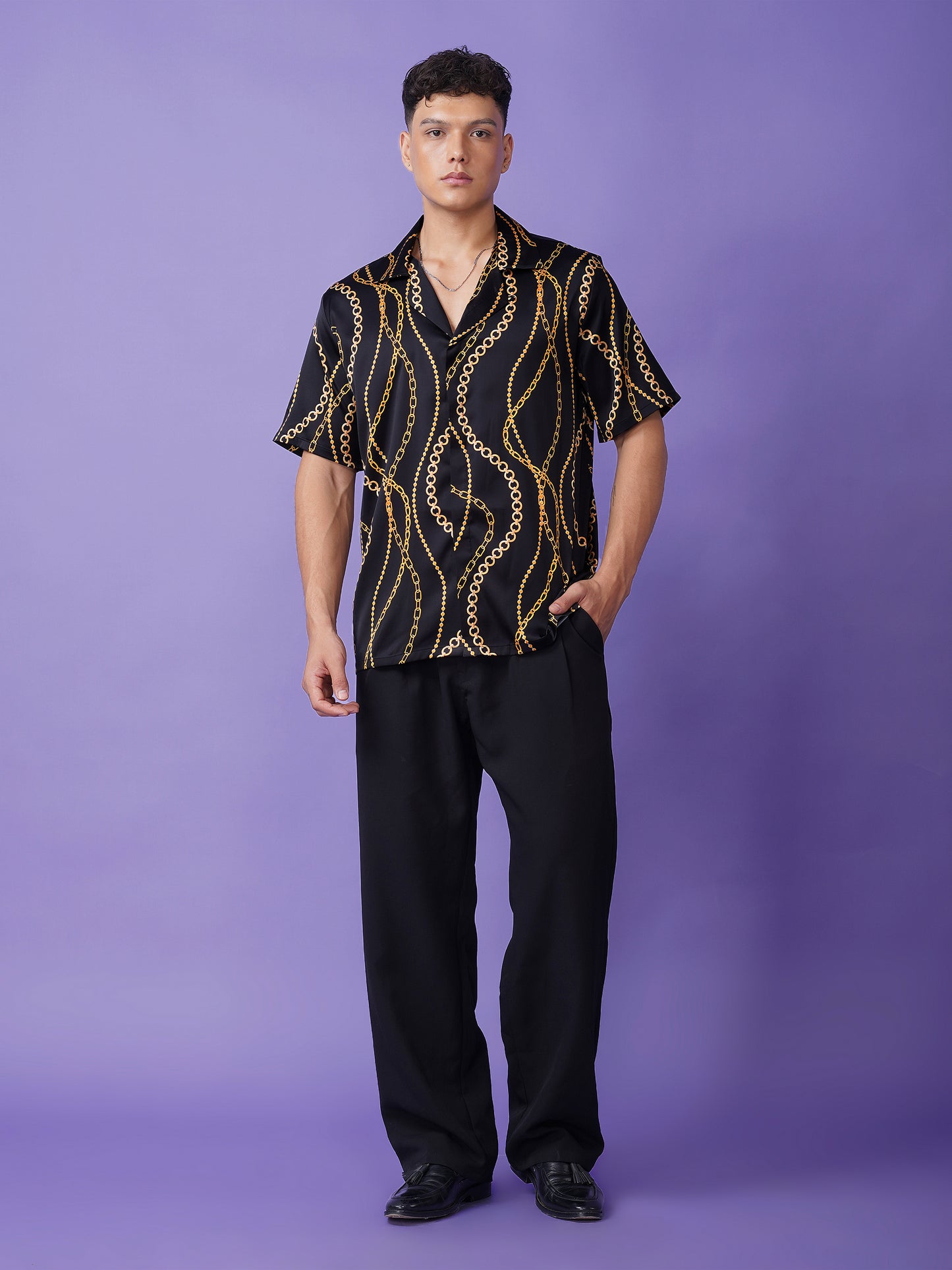 CHAIN LUXE – Premium Soft Satin Party Shirt