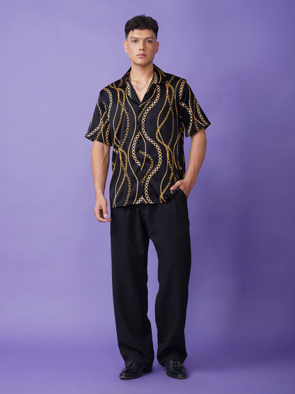 CHAIN LUXE – Premium Soft Satin Party Shirt