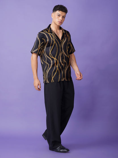 CHAIN LUXE – Premium Soft Satin Party Shirt