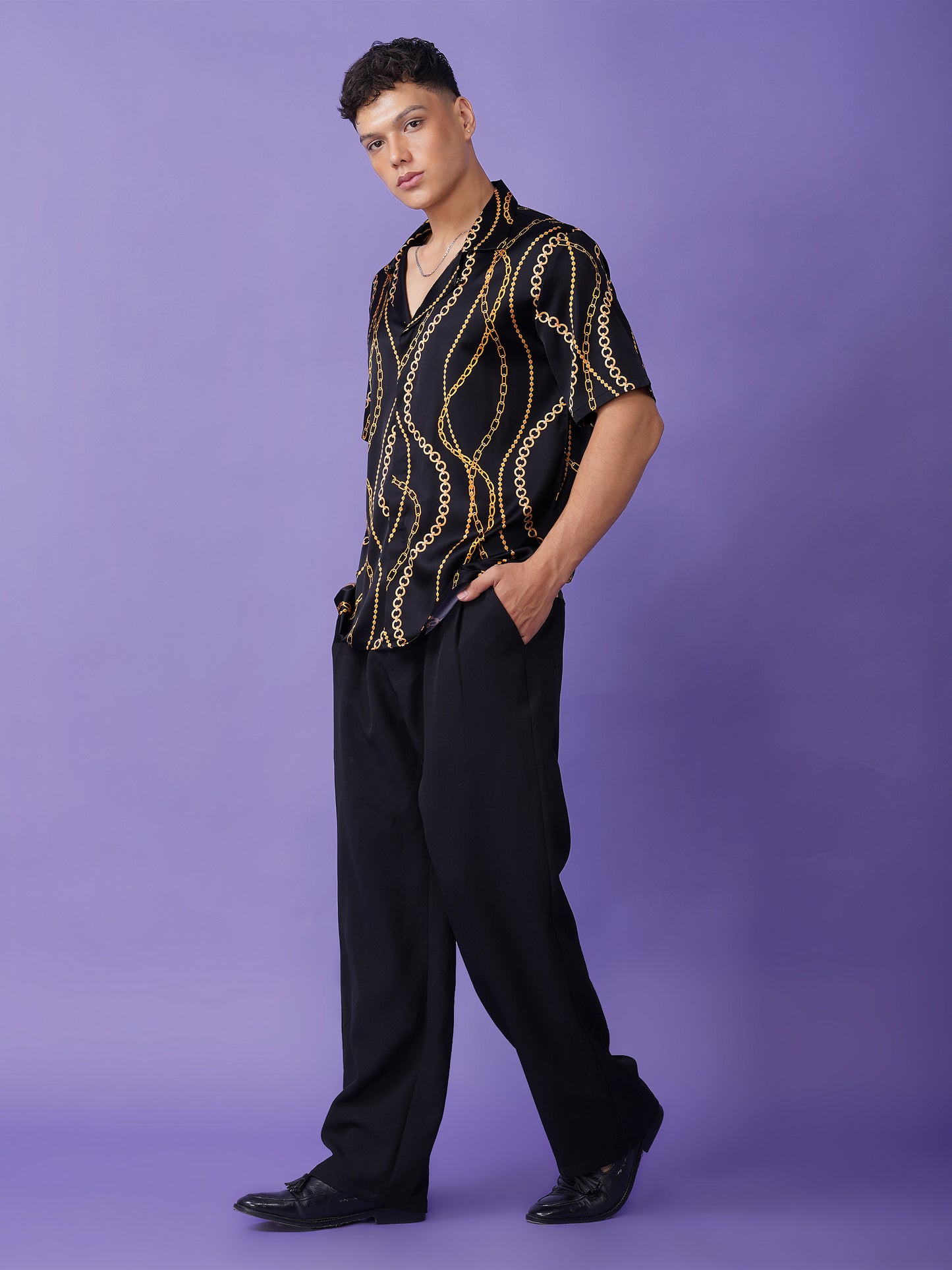 CHAIN LUXE – Premium Soft Satin Party Shirt