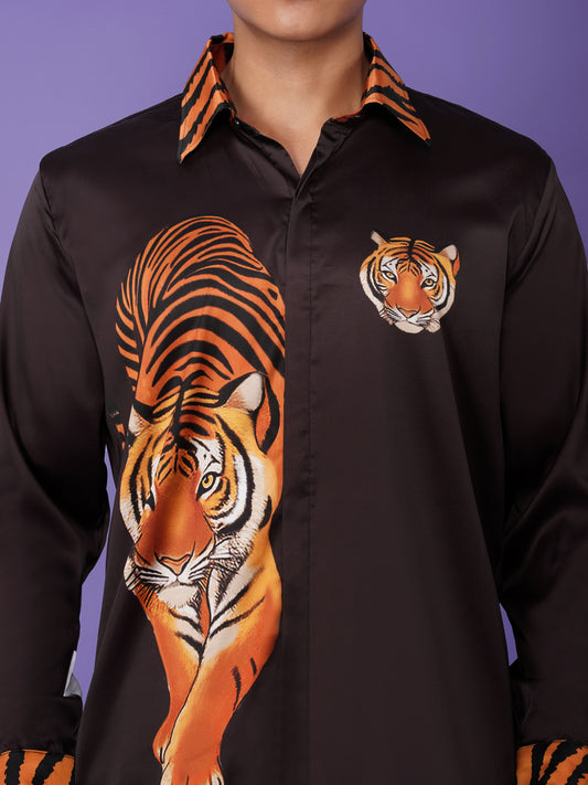 STRIPED MAJESTY – Premium Soft Satin Party Shirt