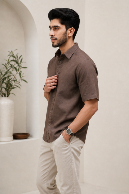 Burnt Clay Linen Shirt