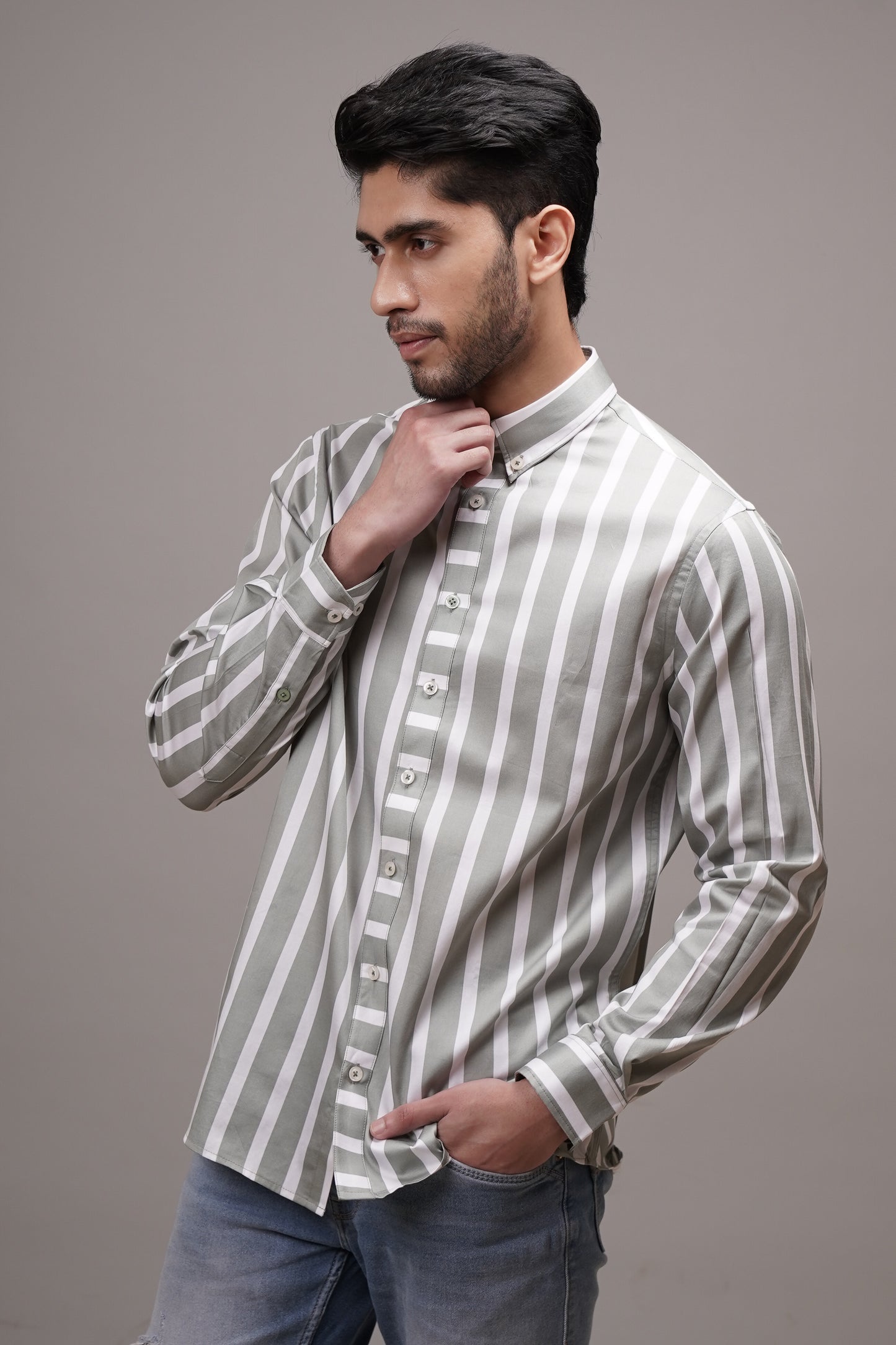 Classic Fit Striped Cotton Shirt