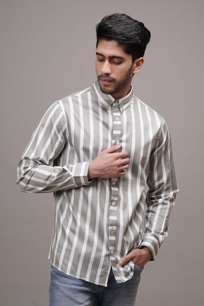 Classic Fit Striped Cotton Shirt