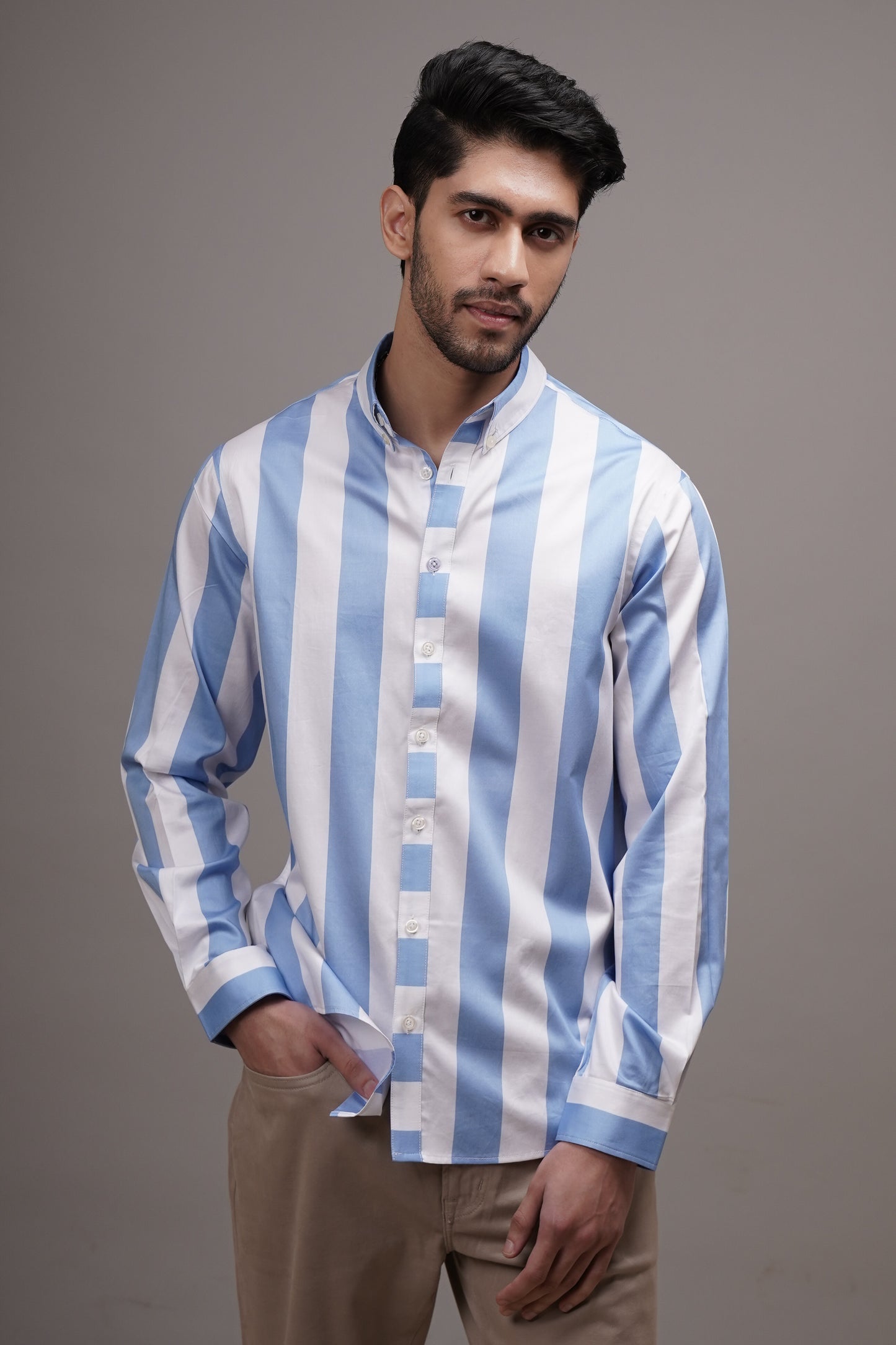 Classic Fit Striped Cotton Shirt