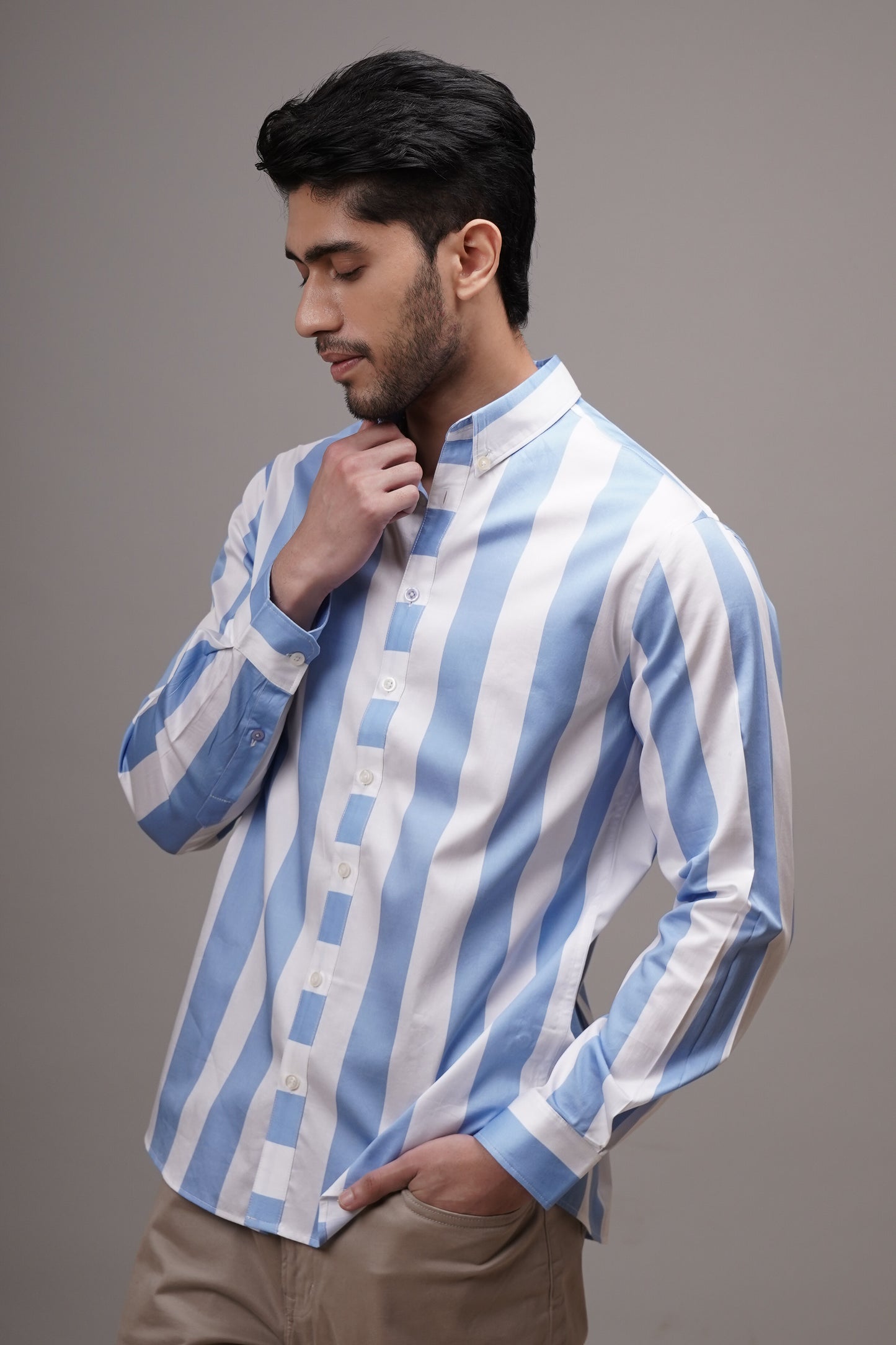 Regular Classic Fit Striped Cotton Shirt