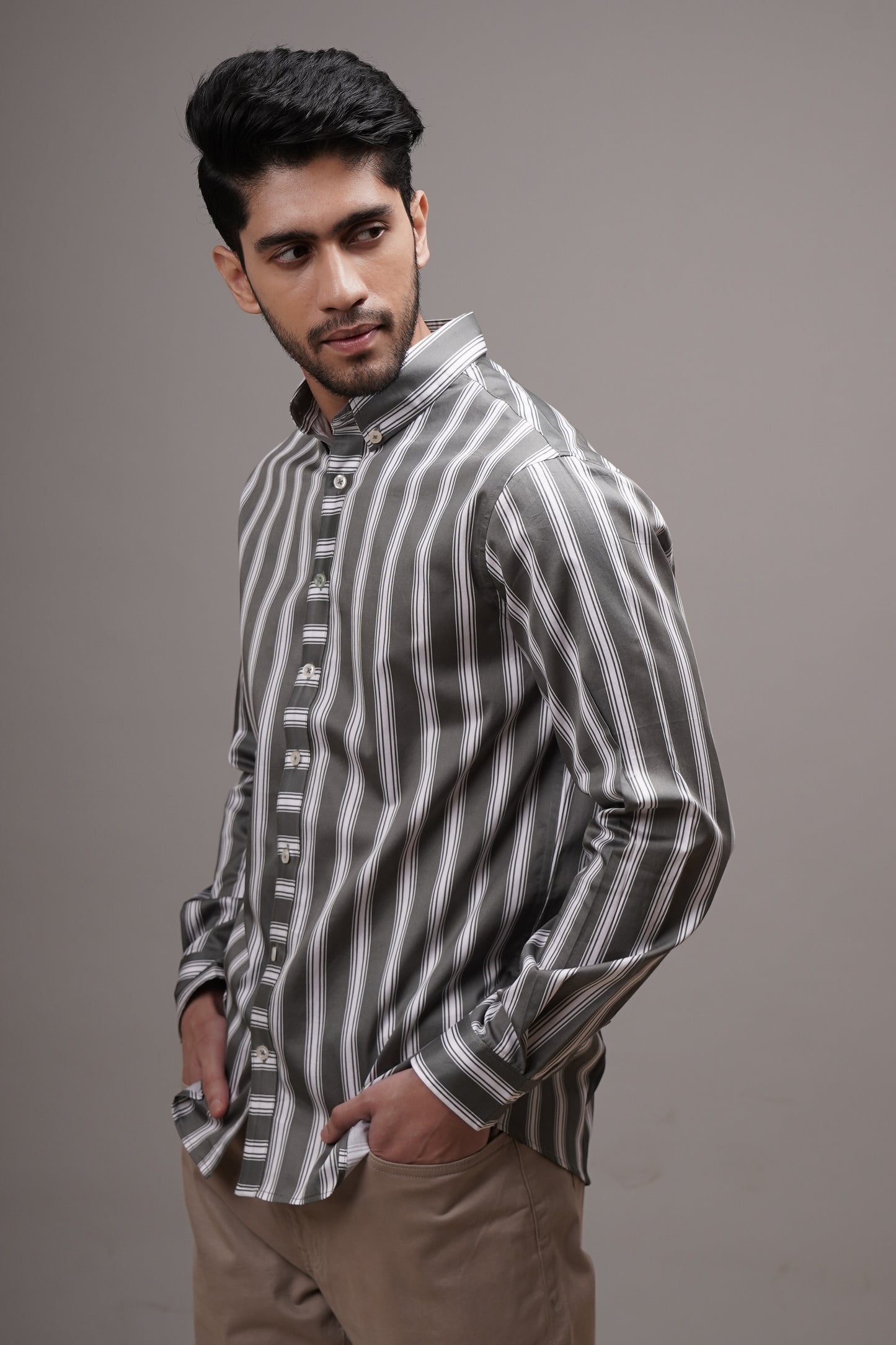 Classic Fit Striped Cotton Shirt