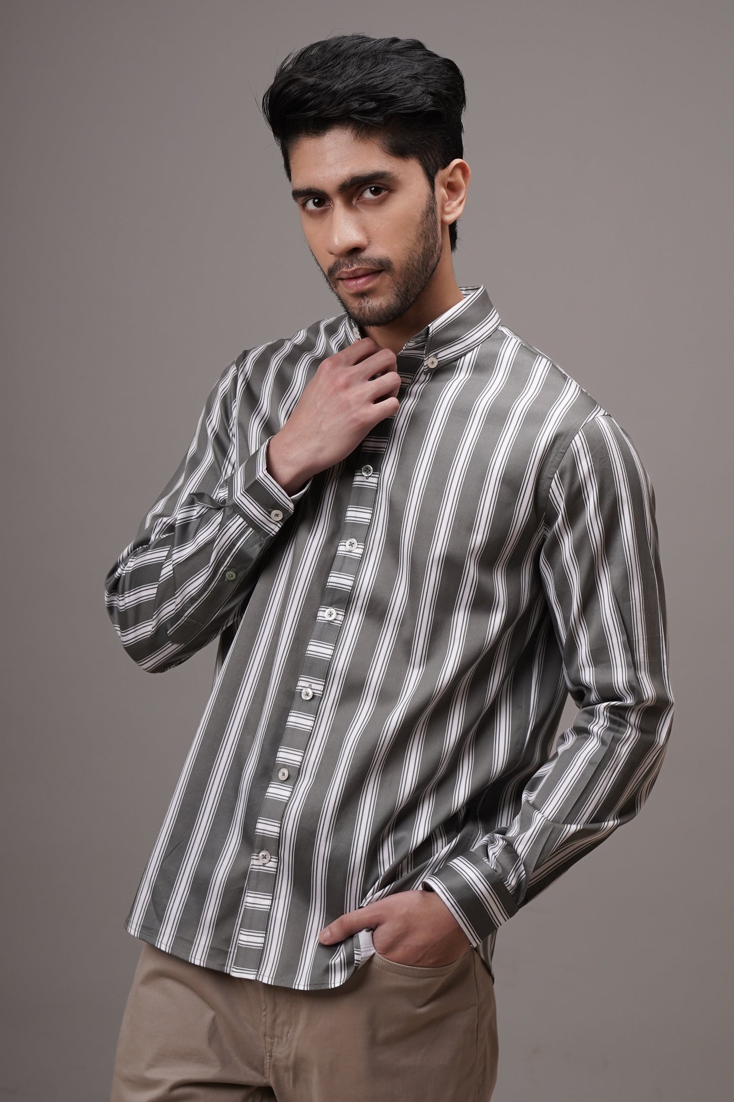 Classic Fit Striped Cotton Shirt