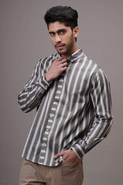 Classic Fit Striped Cotton Shirt