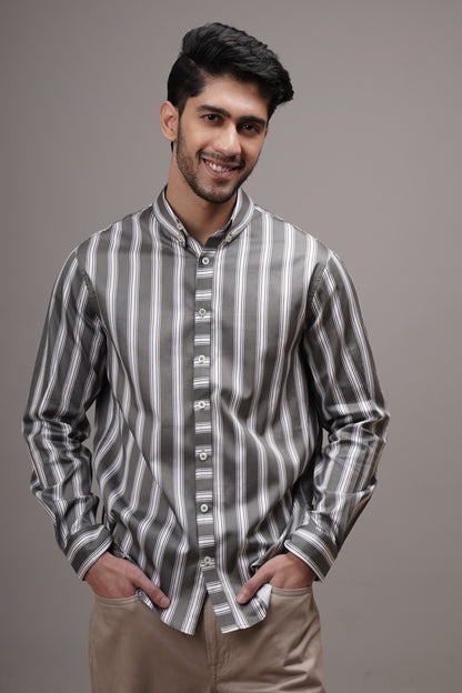 Classic Fit Striped Cotton Shirt