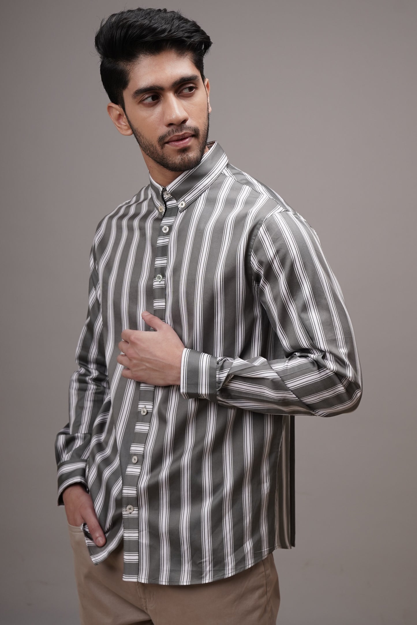 Classic Fit Striped Cotton Shirt