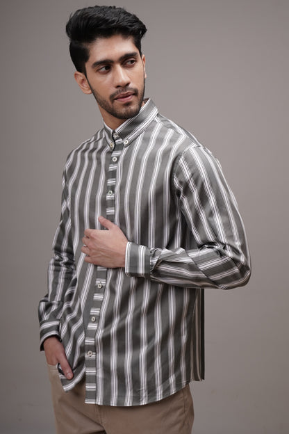 Classic Fit Striped Cotton Shirt