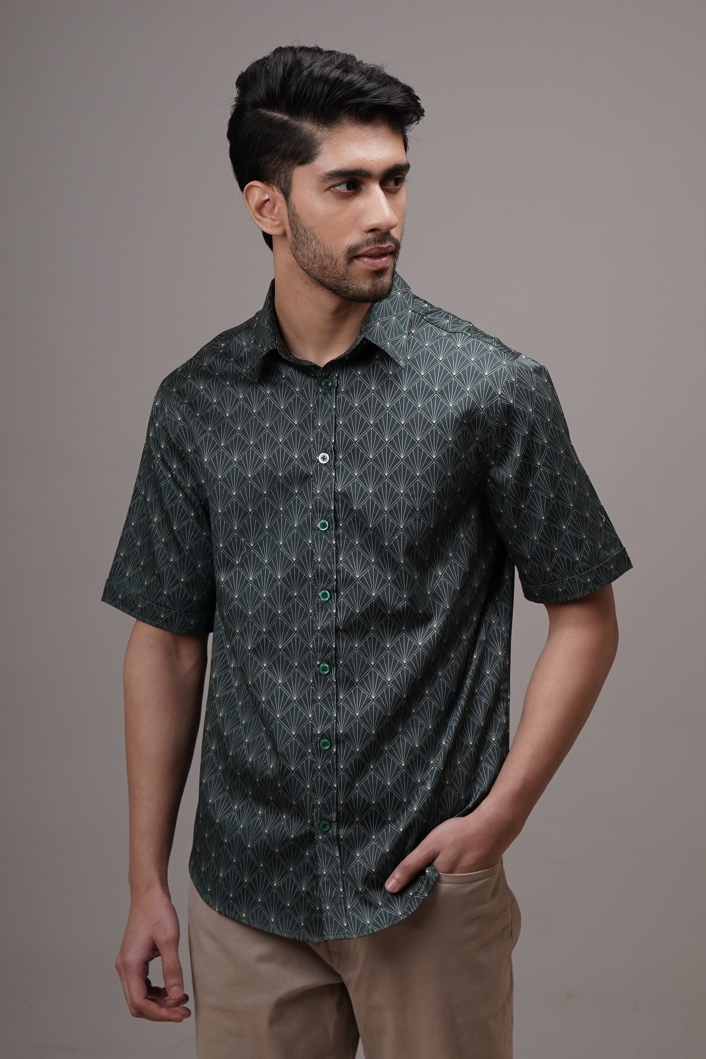 Regular Fit ‘Geometric Harmony’ Print Shirt