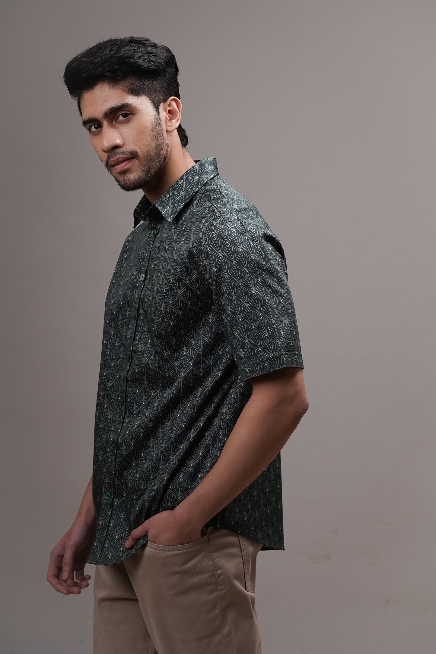 Regular Fit ‘Geometric Harmony’ Print Shirt