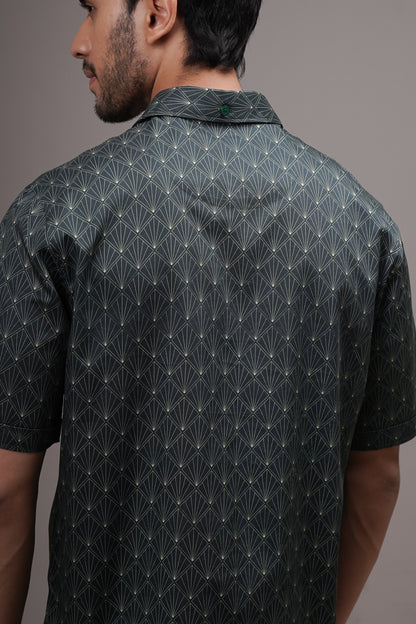 Regular Fit ‘Geometric Harmony’ Print Shirt