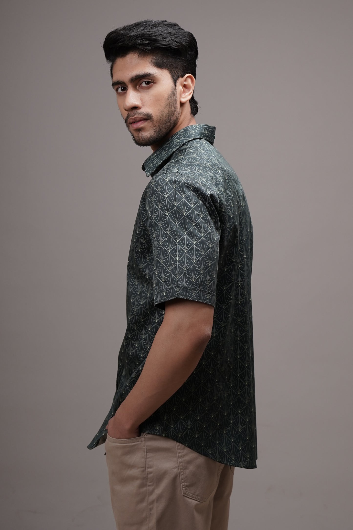 Regular Fit ‘Geometric Harmony’ Print Shirt