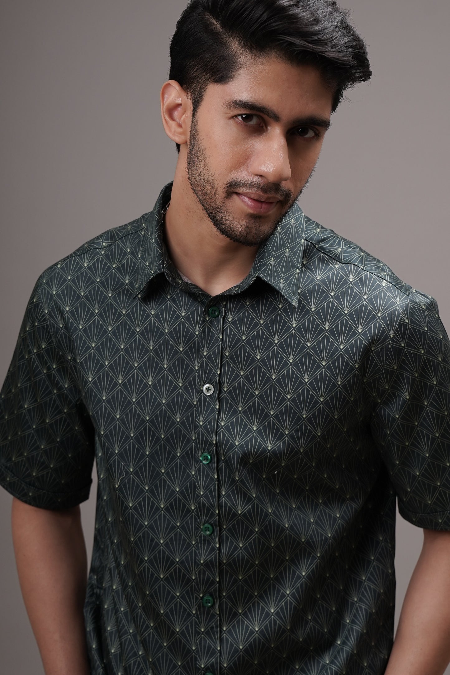 Regular Fit ‘Geometric Harmony’ Print Shirt