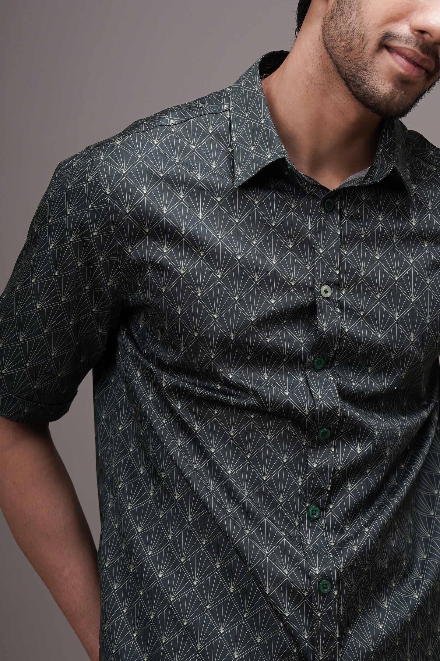 Regular Fit ‘Geometric Harmony’ Print Shirt