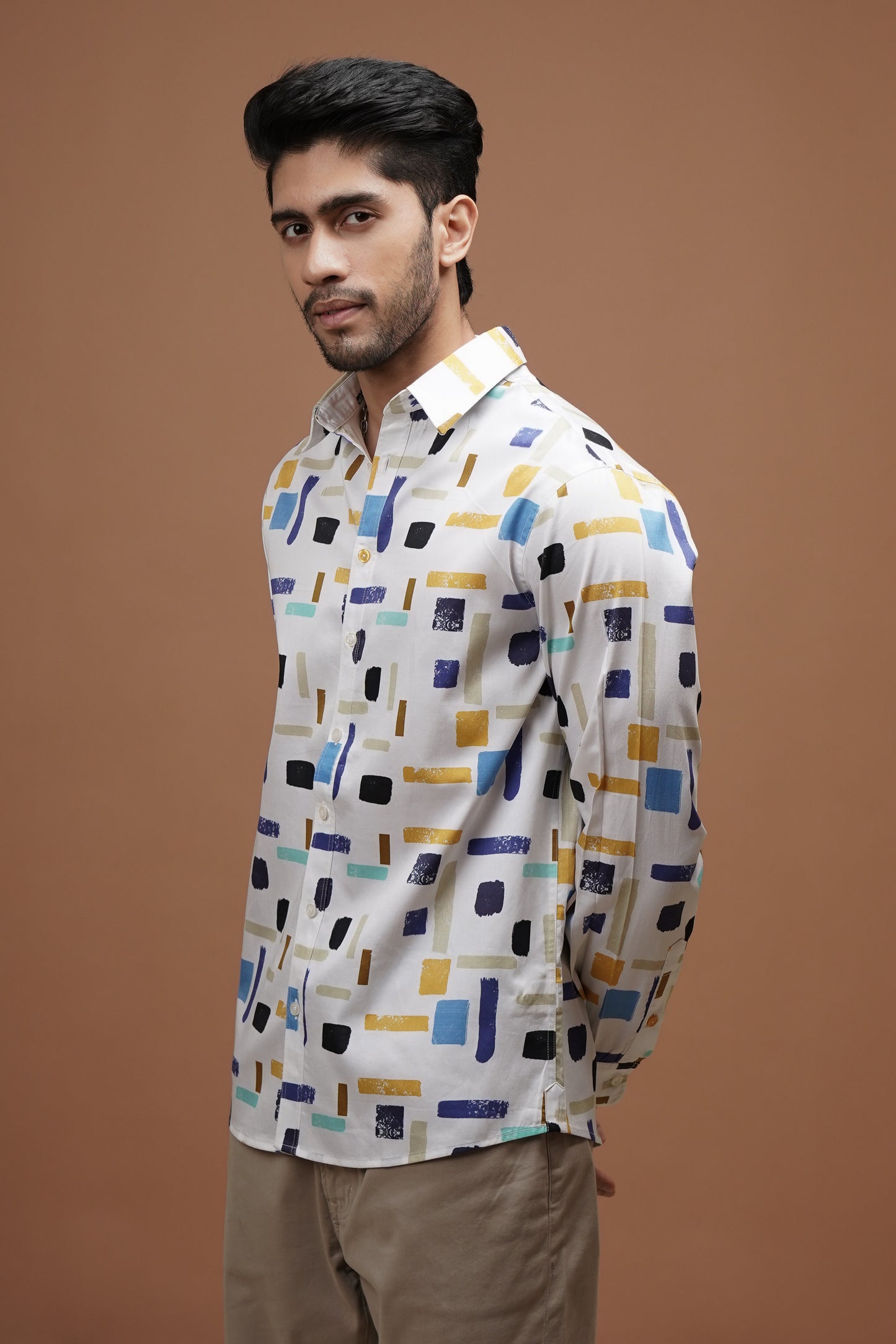 Regular Fit ‘Stripes Symphony’ Print Shirt