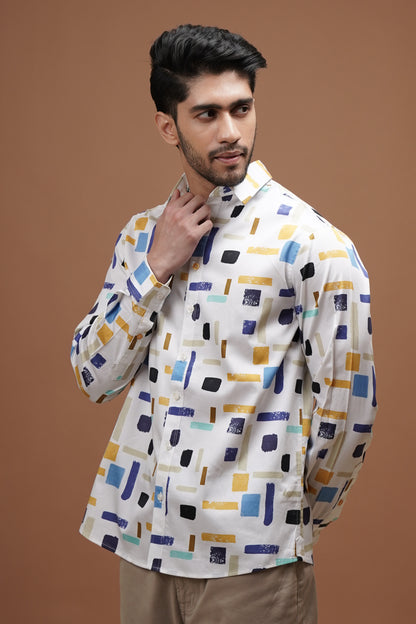 Regular Fit ‘Stripes Symphony’ Print Shirt