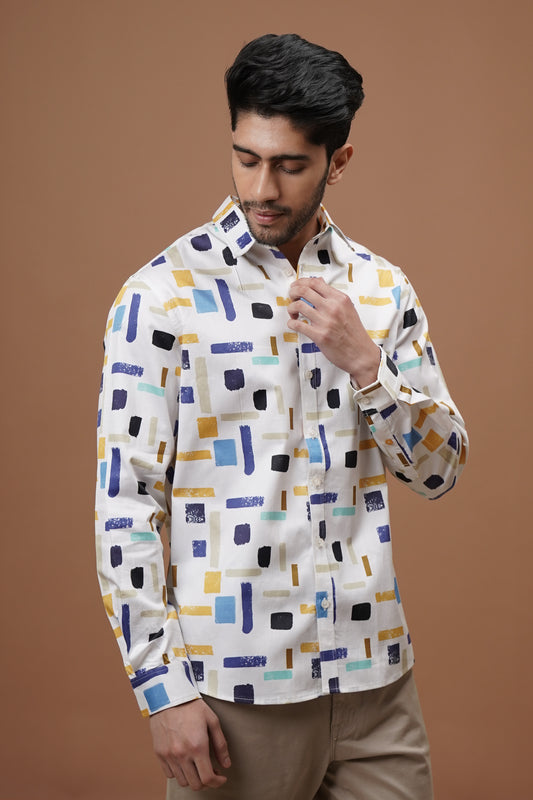 Regular Fit ‘Stripes Symphony’ Print Shirt