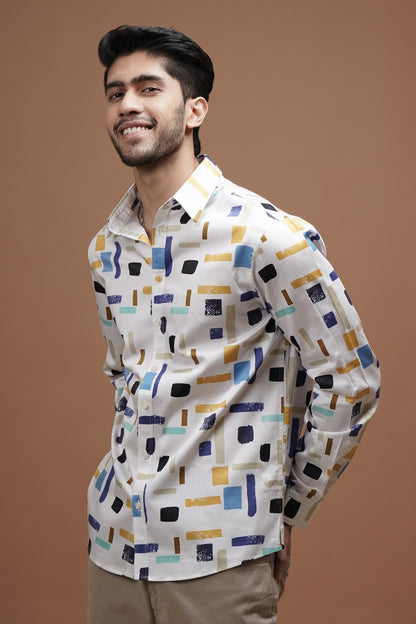 Regular Fit ‘Stripes Symphony’ Print Shirt