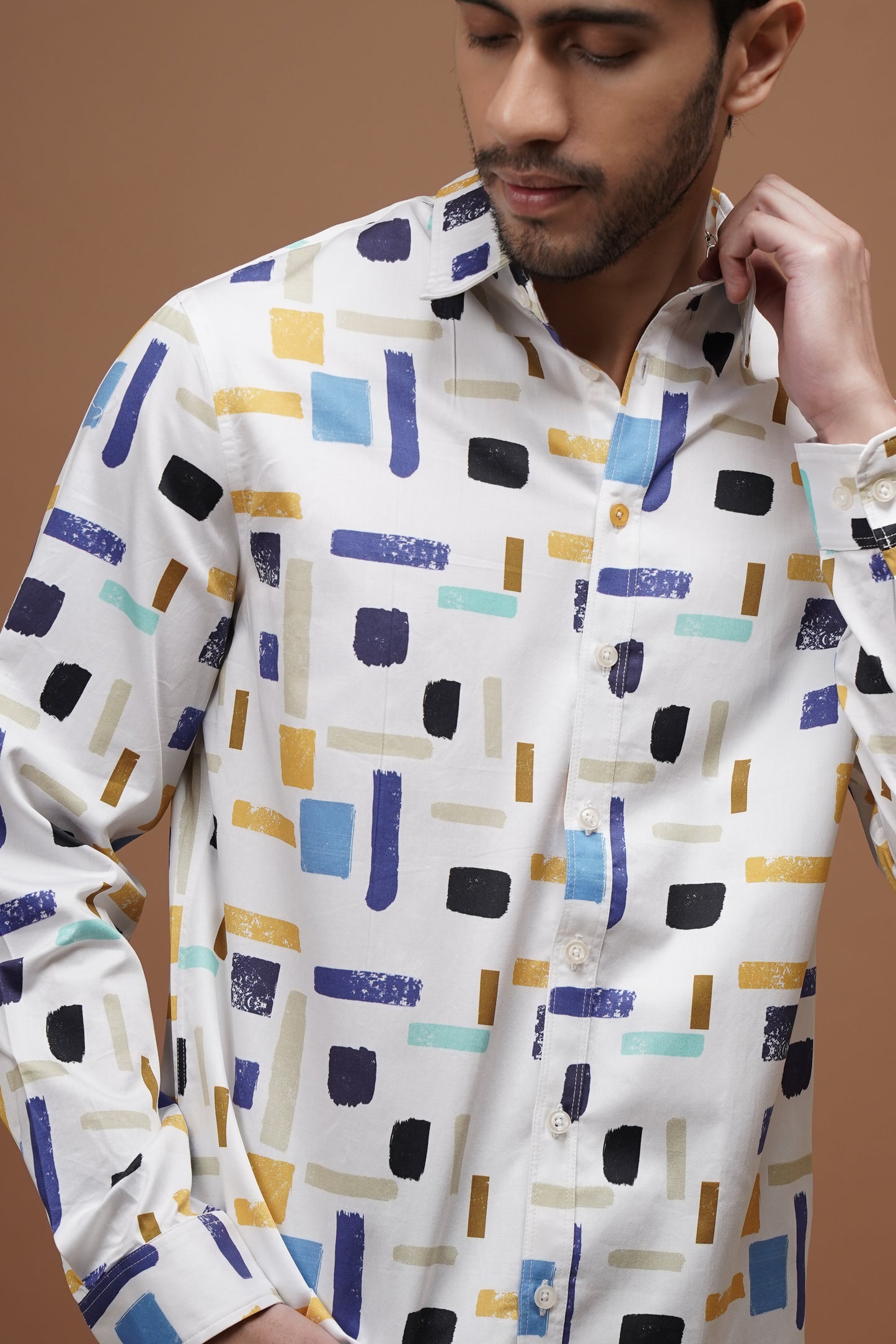 Regular Fit ‘Stripes Symphony’ Print Shirt