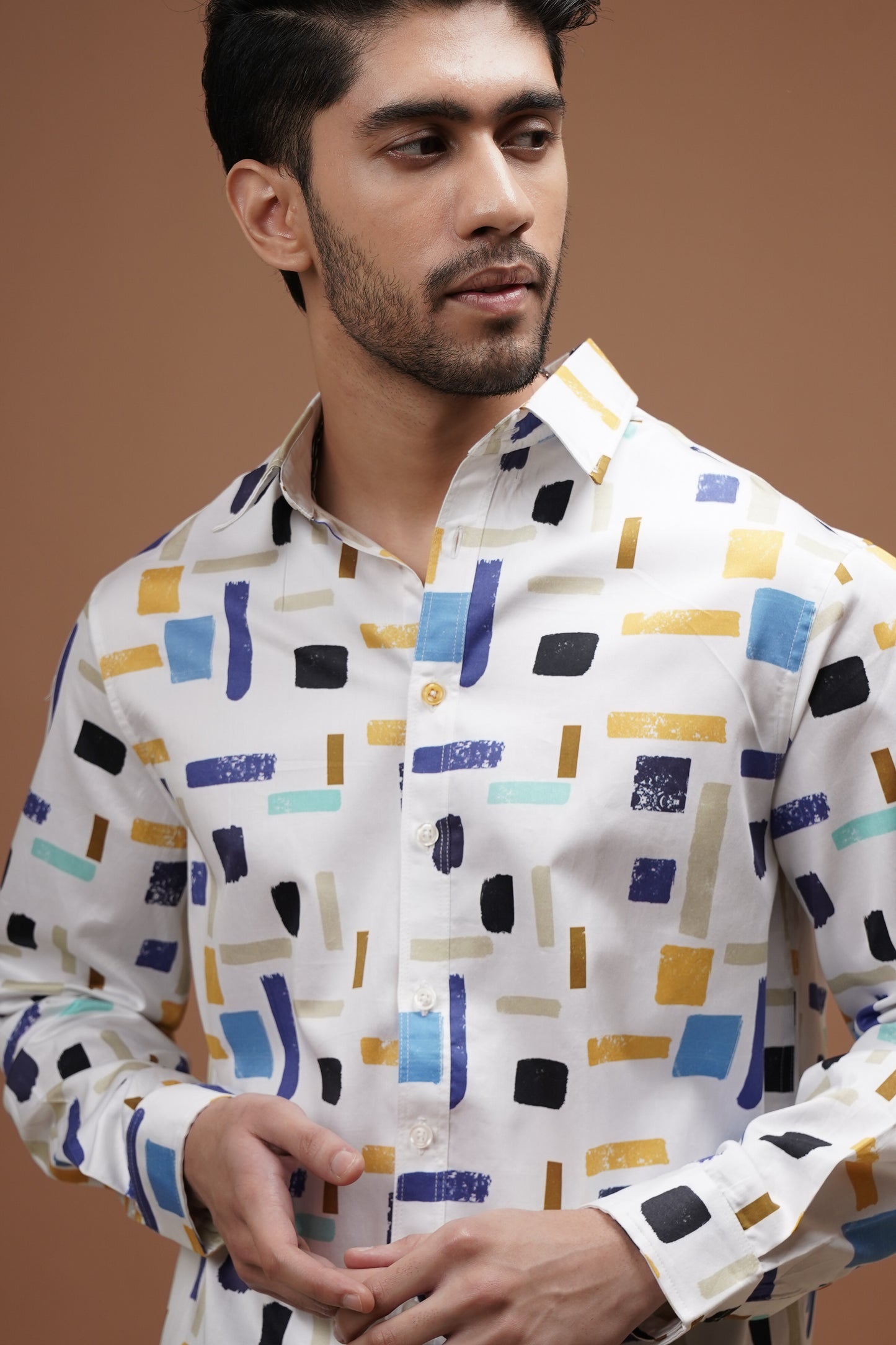 Regular Fit ‘Stripes Symphony’ Print Shirt