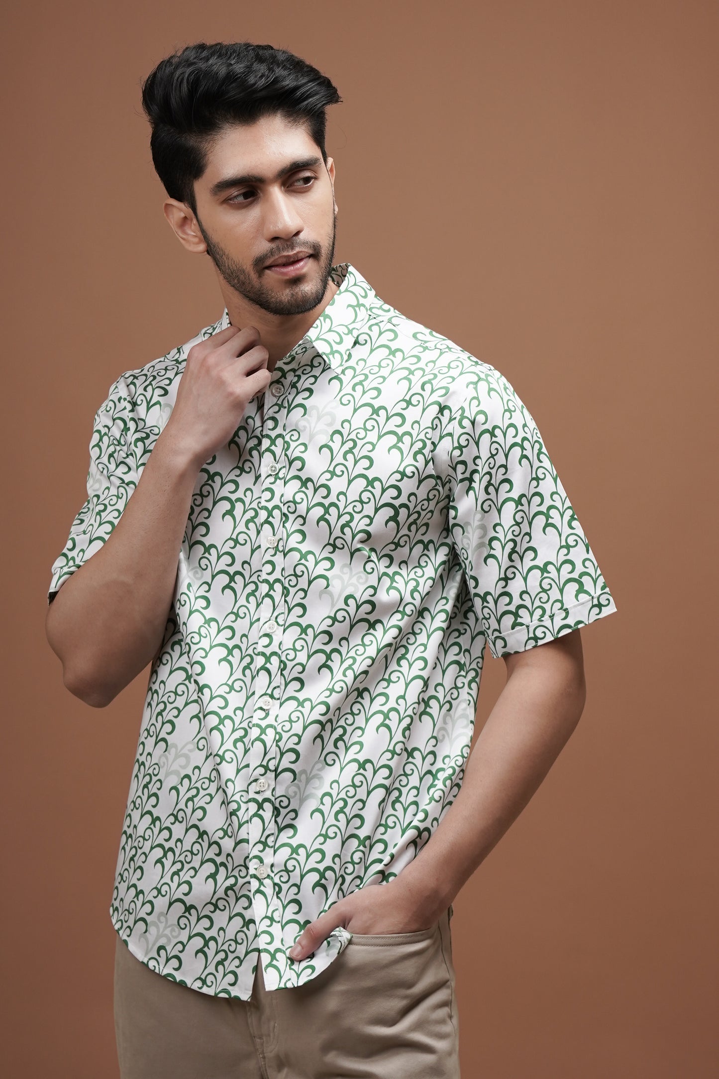 Regular Fit ‘Leafy Serenade’ Print Shirt