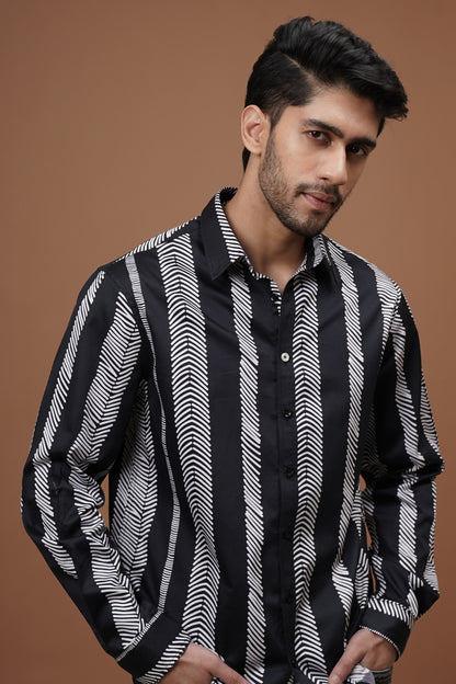 Midnight Lines - Printed Cotton Shirt