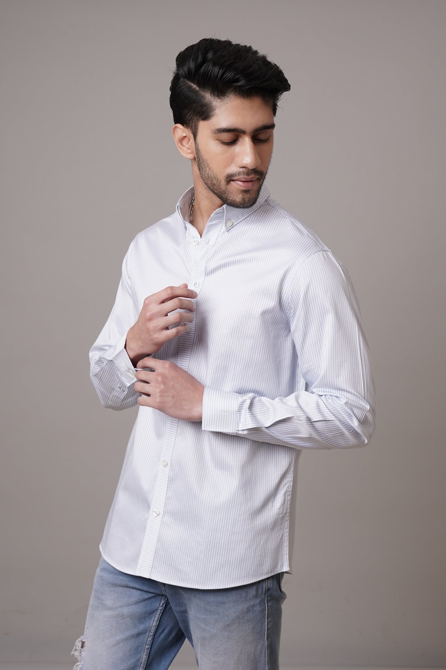 Regular Classic Fit Striped Cotton Shirt