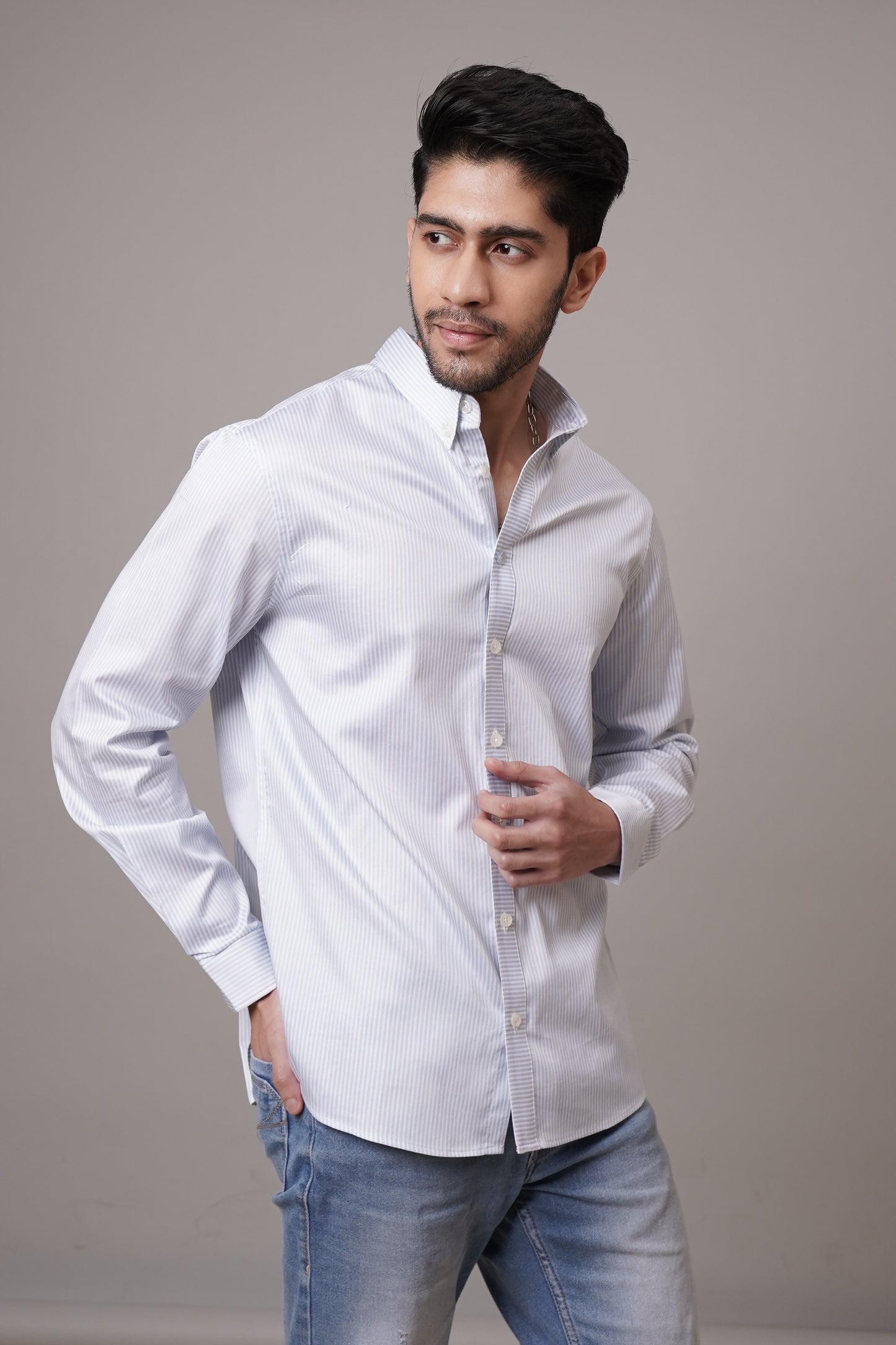 Classic Fit Striped Cotton Shirt