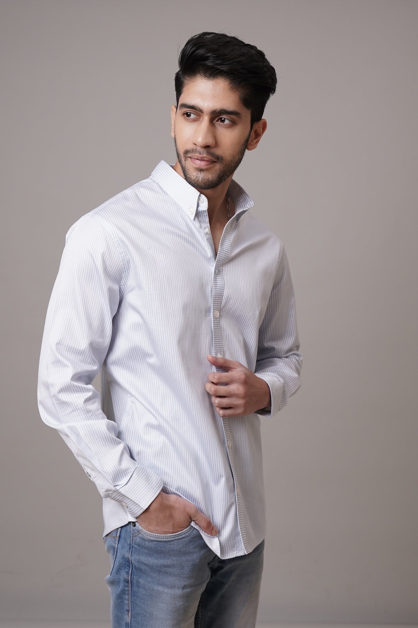 Classic Fit Striped Cotton Shirt