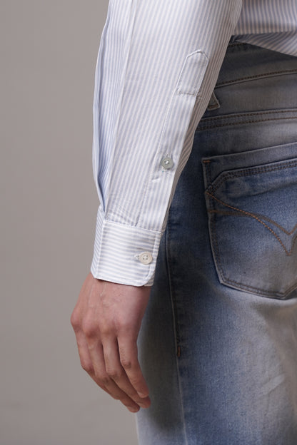 Regular Classic Fit Striped Cotton Shirt