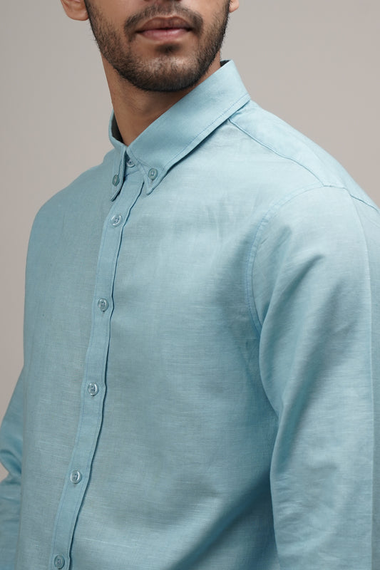 Sea Breeze Blue Linen Shirt