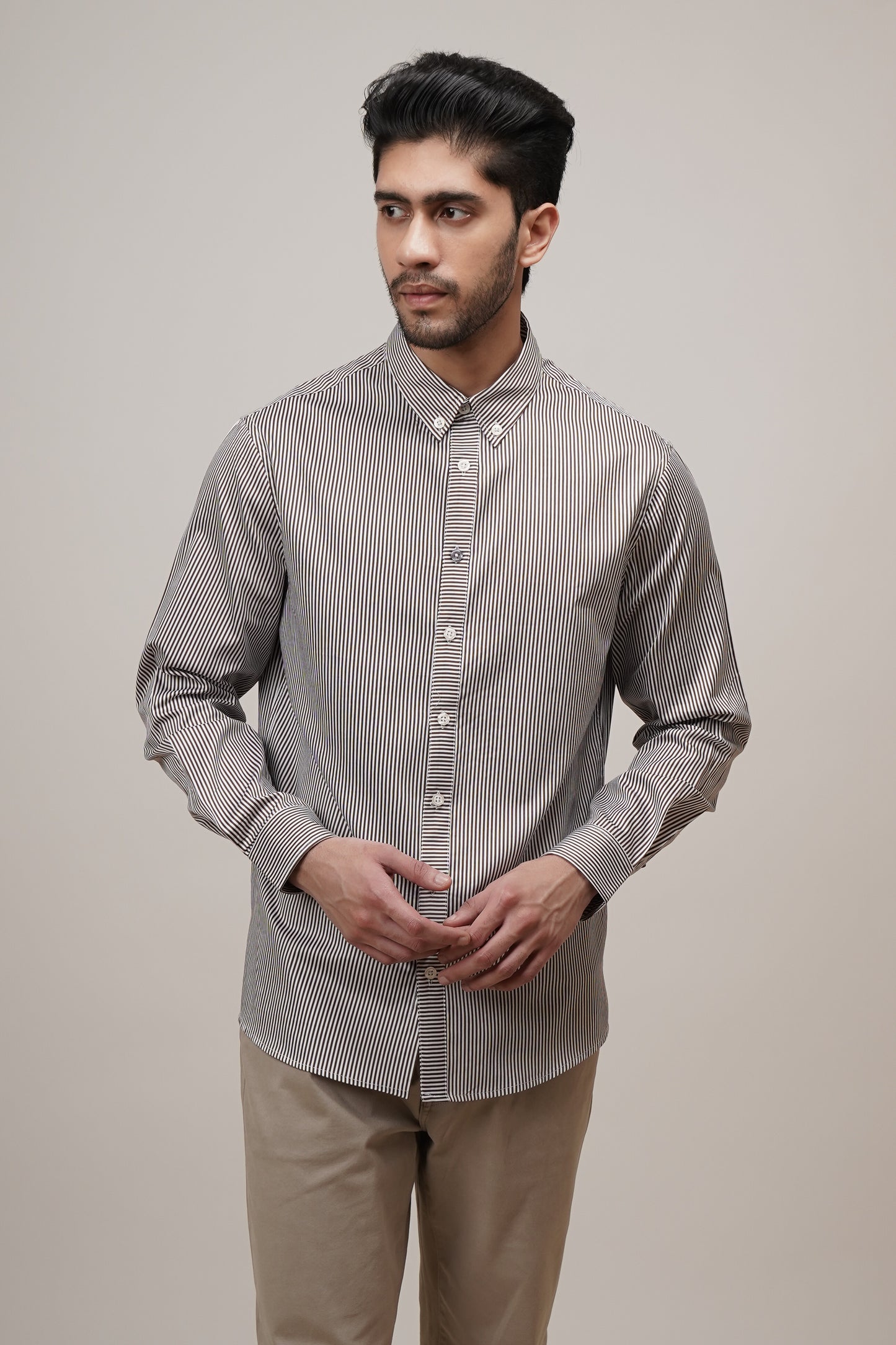 Regular Classic Fit Striped Cotton Shirt