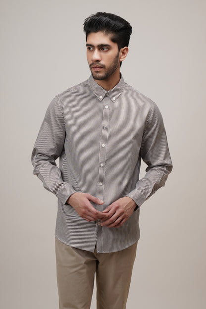 Regular Classic Fit Striped Cotton Shirt