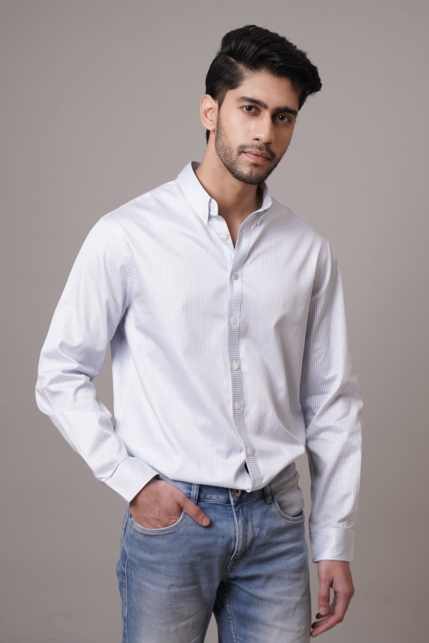 Regular Classic Fit Striped Cotton Shirt