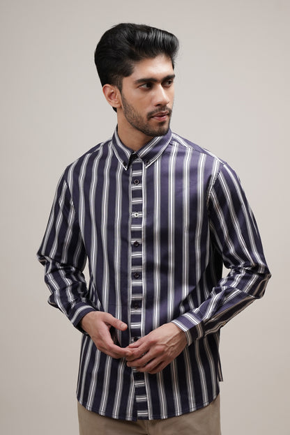 Classic Fit Striped Cotton Shirt