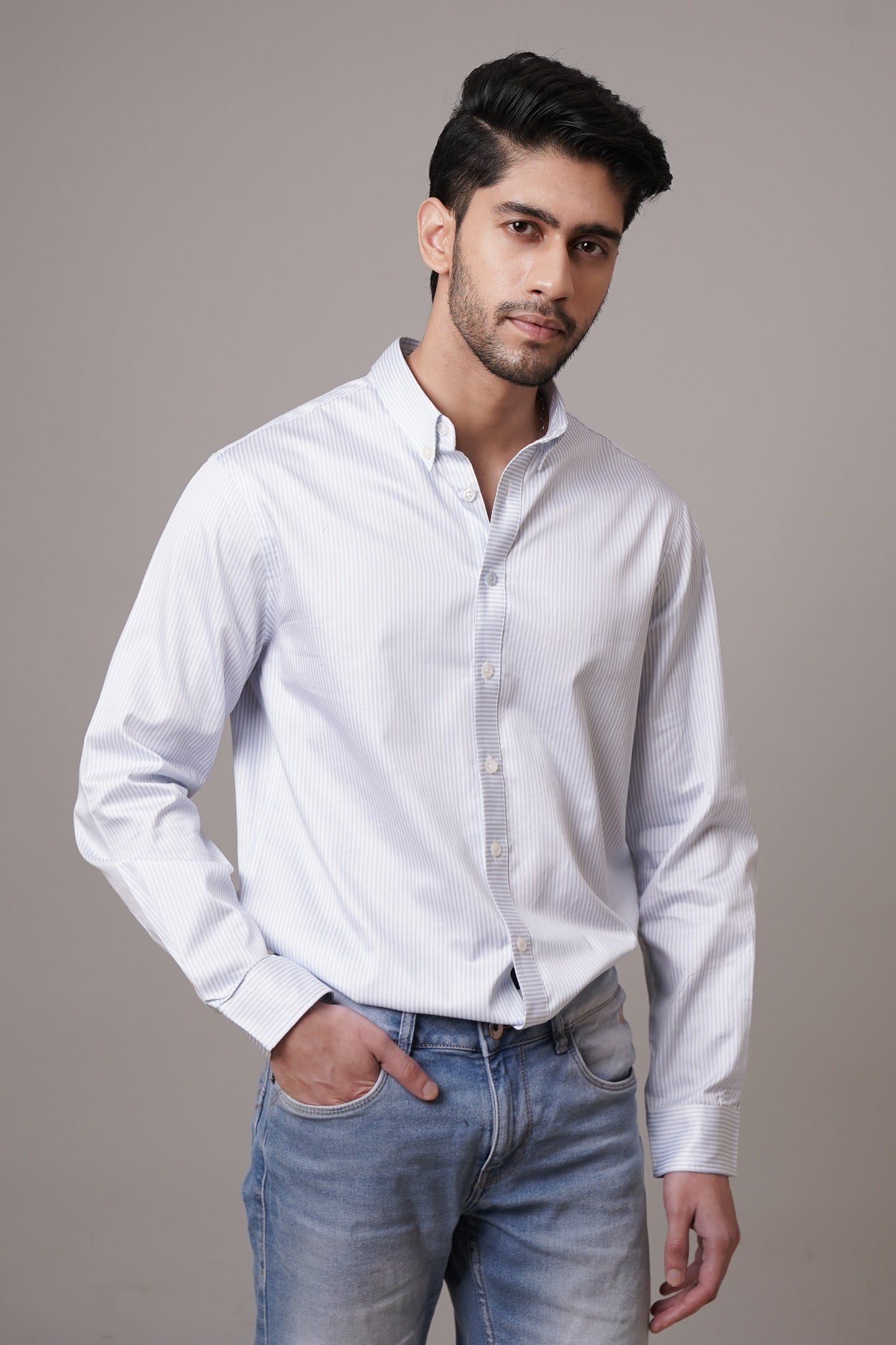 Classic Fit Striped Cotton Shirt