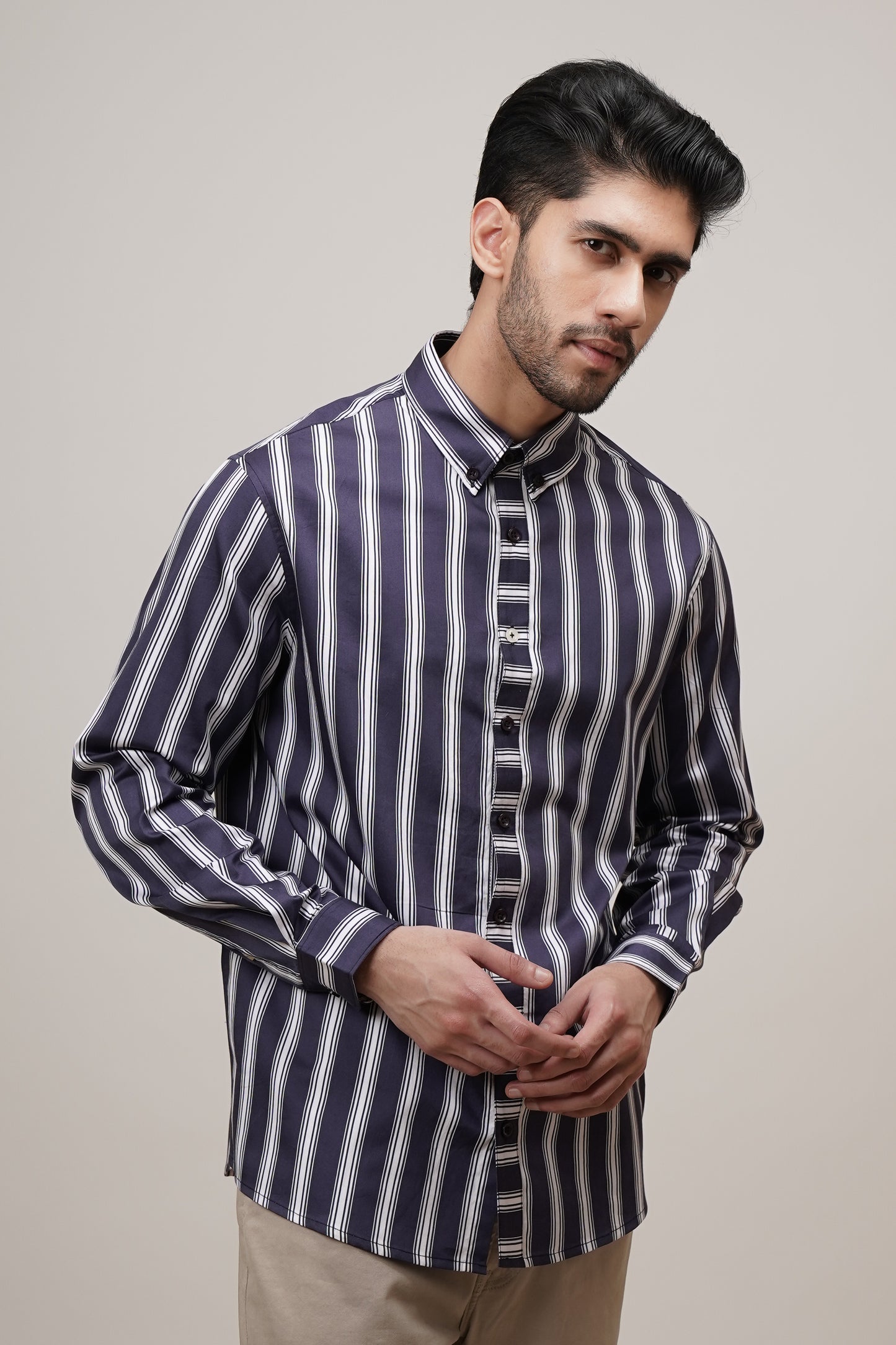 Regular Classic Fit Striped Cotton Shirt