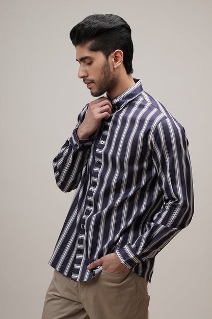 Classic Fit Striped Cotton Shirt