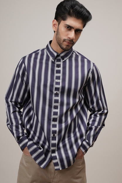 Classic Fit Striped Cotton Shirt