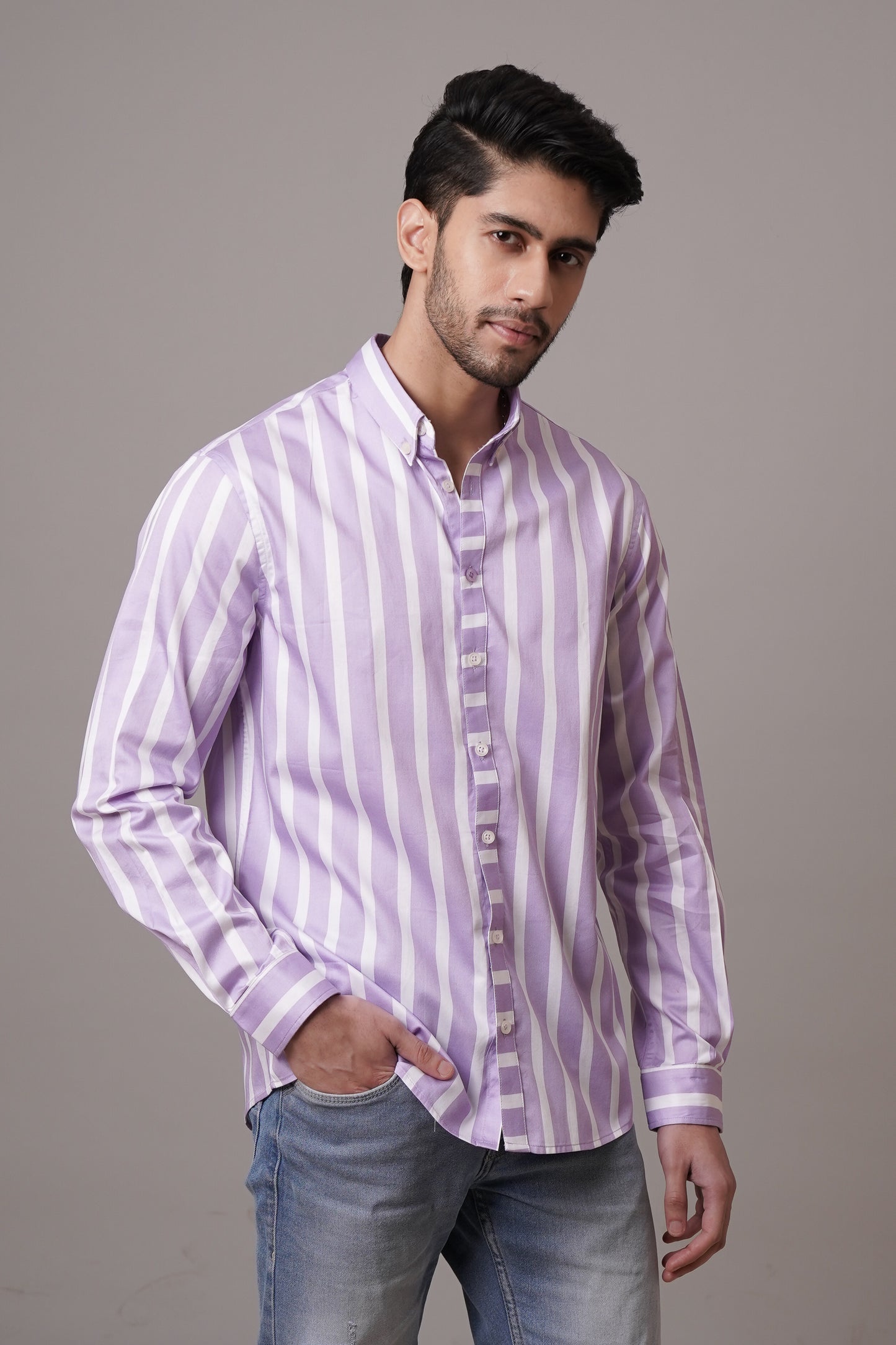 Classic Fit Striped Cotton Shirt