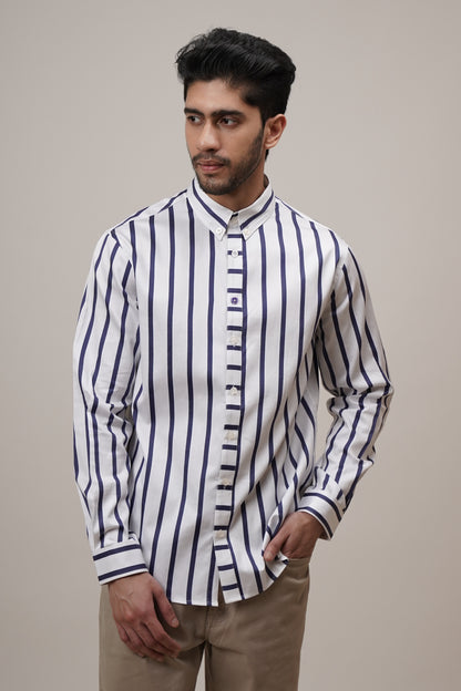 Classic Fit Striped Cotton Shirt