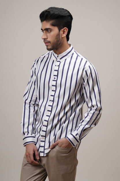 Classic Fit Striped Cotton Shirt