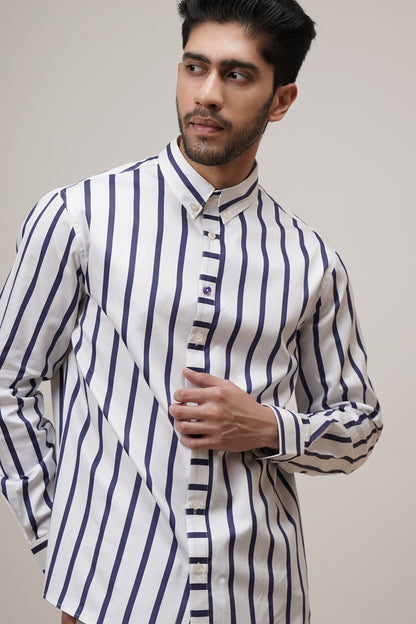 Classic Fit Striped Cotton Shirt