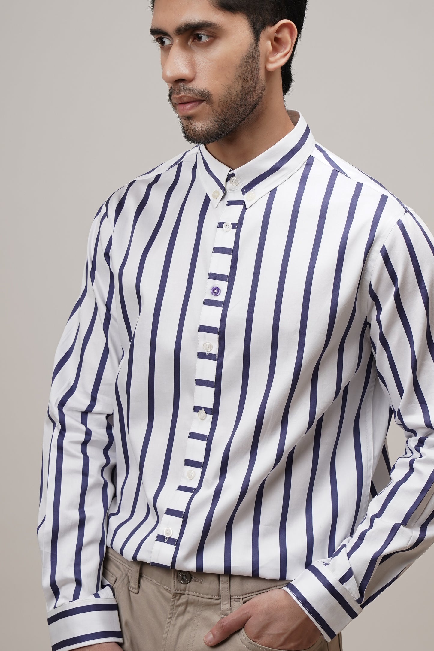 Classic Fit Striped Cotton Shirt