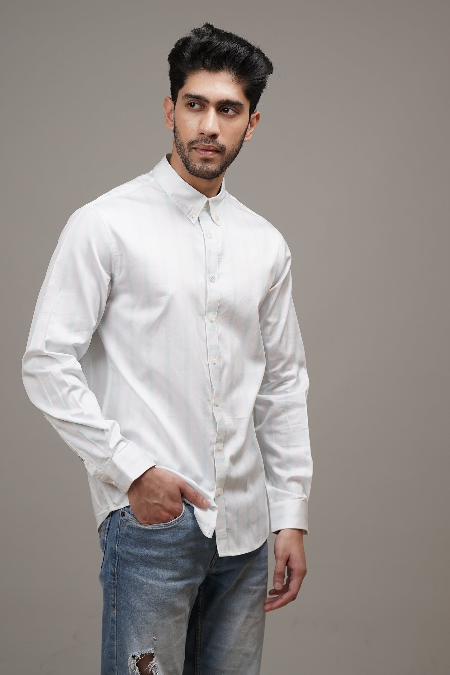 Classic Fit Striped Cotton Shirt